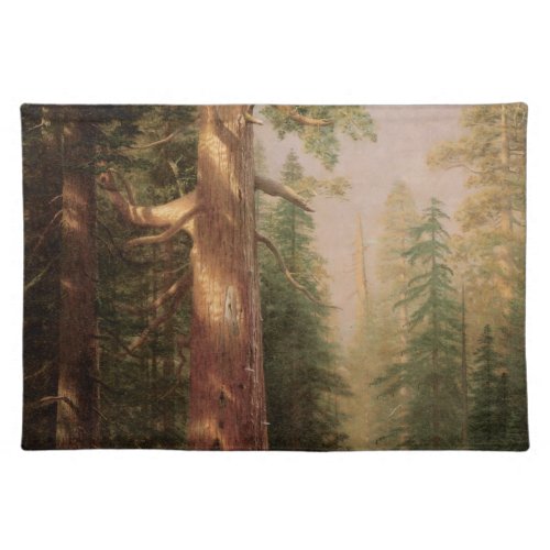 The Great Trees Mariposa Grove CA by Bierstadt Cloth Placemat