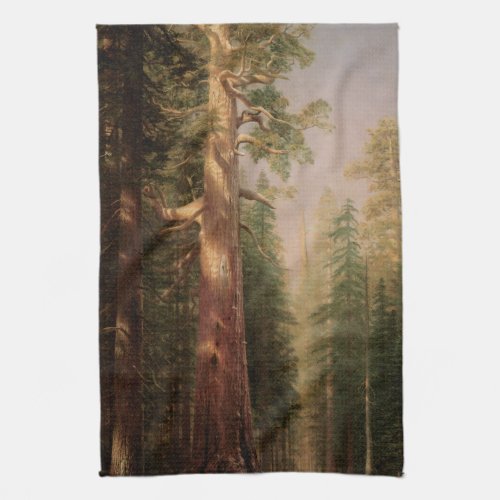 The Great Trees Mariposa Grove CA by Bierstadt Kitchen Towel