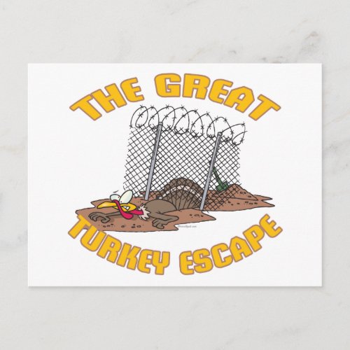 the great turkey escape thanksgiving day humor holiday postcard