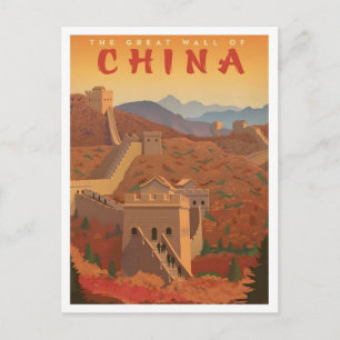 The Great Wall of China Vintage Travel  Postcard