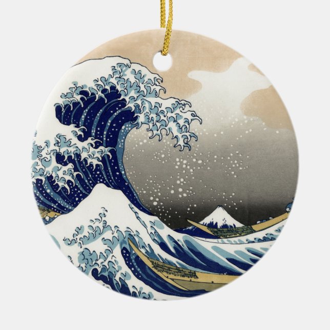 The Great Wave at Kanagawa Ceramic Ornament (Front)