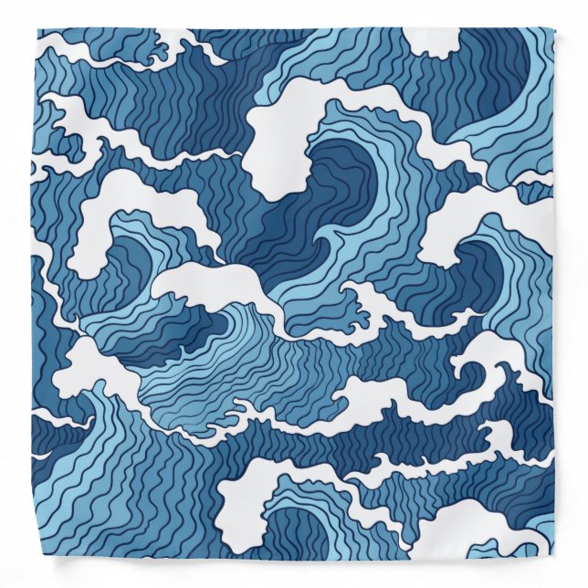 The Great Wave Blue Pattern Bandana (Front)