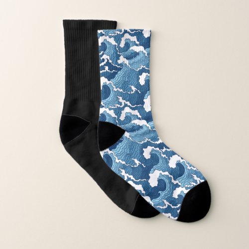The Great Wave Blue Pattern Socks