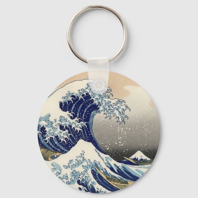 The Great Wave, by Hokusai, Fine Art Keychain (Front)