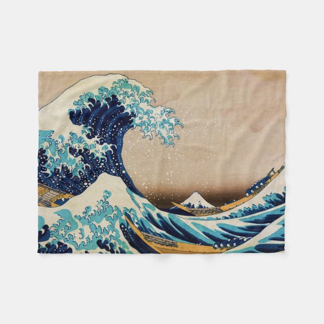 The Great Wave by Hokusai Fleece Blanket (Front (Horizontal))