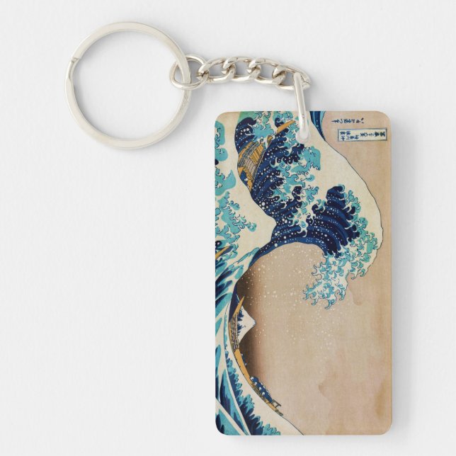 The Great Wave by Hokusai Japanese Keychain (Front)