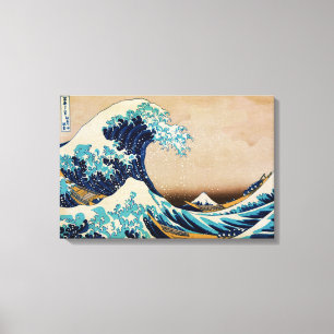 The Great Wave by Hokusai Japanese Triple Panel Canvas Print