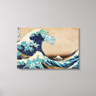 The Great Wave by Hokusai Japanese Triple Panel Canvas Print