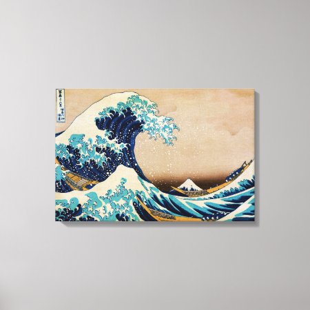 The Great Wave By Hokusai Japanese Triple Panel Canvas Print