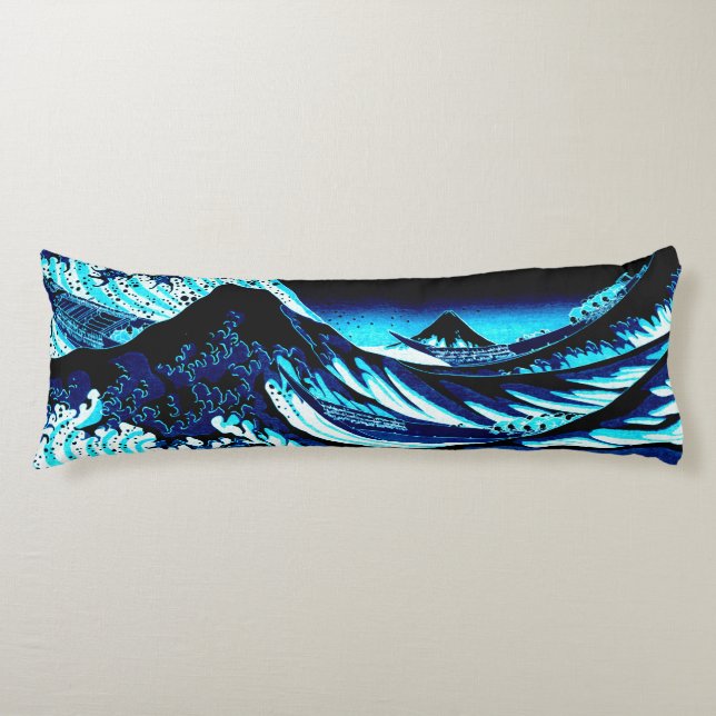 The Great Wave Deep Blue Body Pillow (Front)
