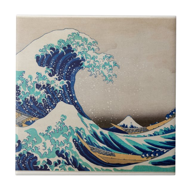 The Great Wave, Famous Japanese painting Ceramic Tile (Front)
