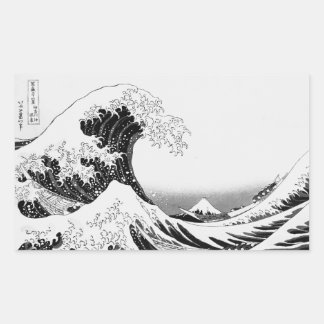 The Great Wave / High-contrast Black & White Rectangular Sticker