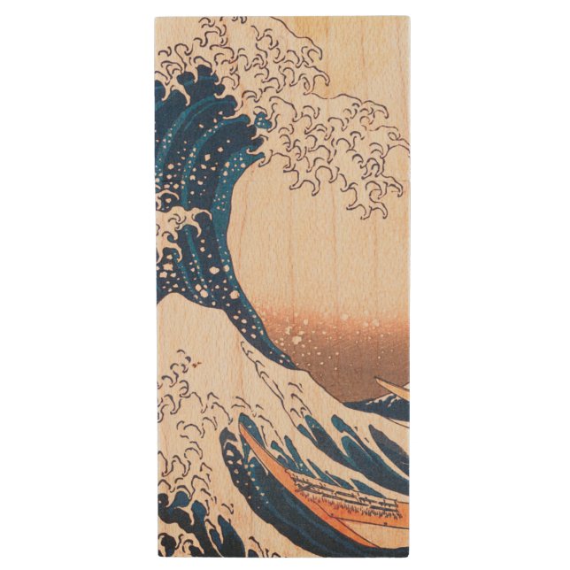 The Great Wave  - Japanese  art   Wood Flash Drive (Front Vertical)