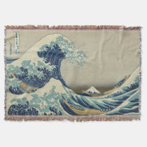 The Great Wave Mt Fuji Throw Blanket