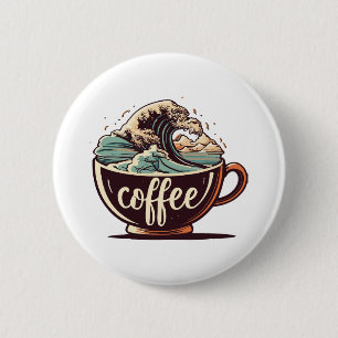 The Great Wave Of Coffee Button