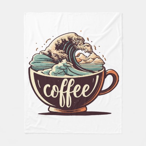 The Great Wave Of Coffee Fleece Blanket