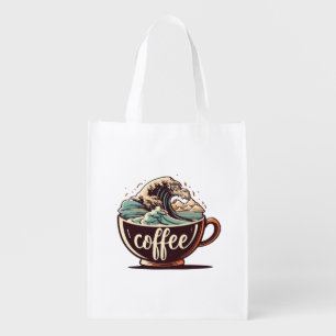 The Great Wave Of Coffee Grocery Bag