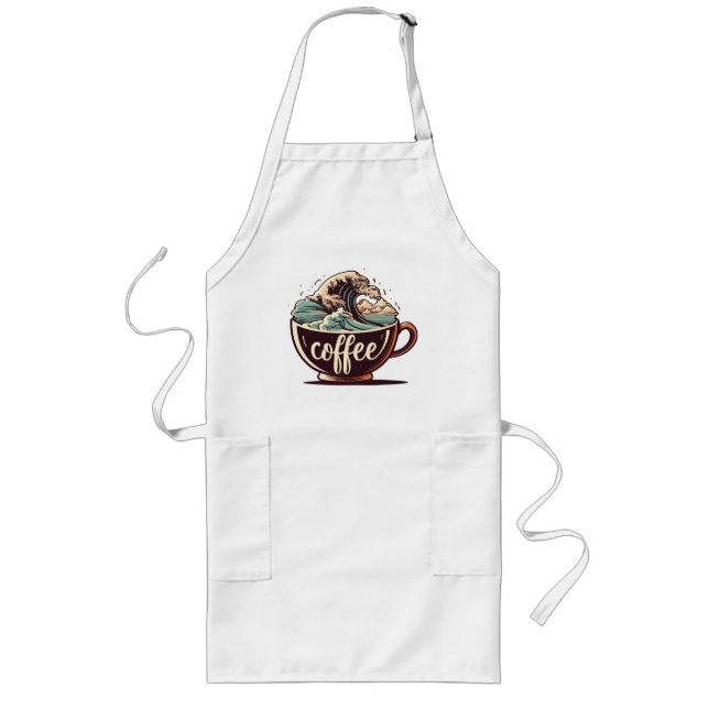The Great Wave Of Coffee Long Apron (Front)