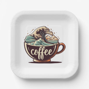 The Great Wave Of Coffee Paper Plates