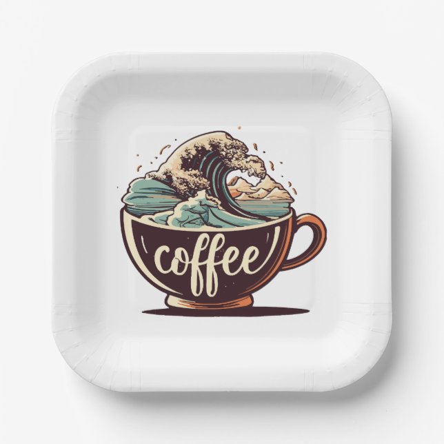 The Great Wave Of Coffee Paper Plates (Front)