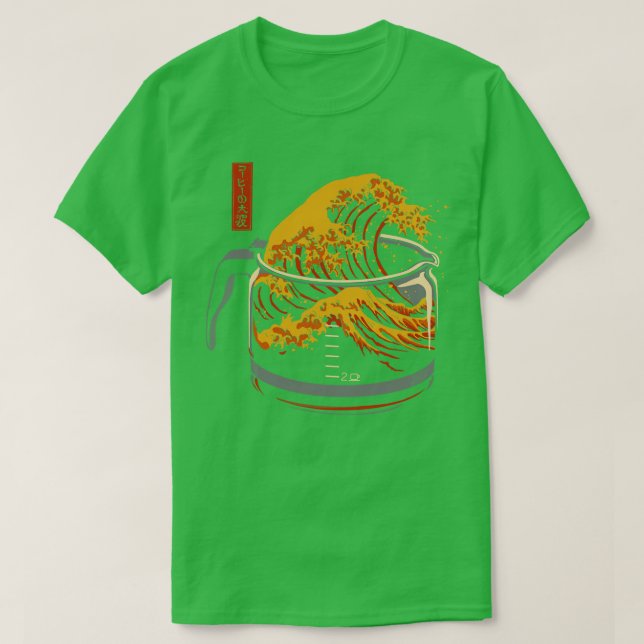 The Great Wave of Coffee Pin T-Shirt (Design Front)