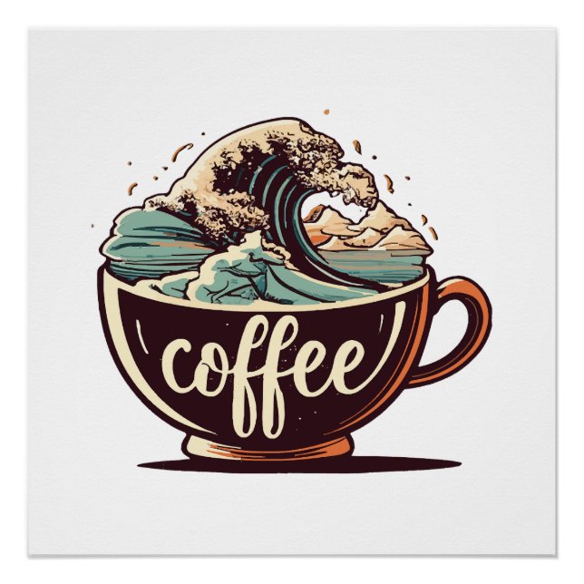 The Great Wave Of Coffee Poster (Front)