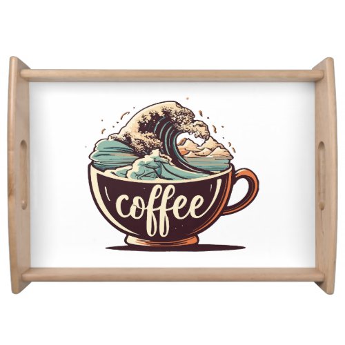 The Great Wave Of Coffee Serving Tray