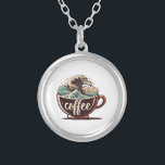 The Great Wave Of Coffee Silver Plated Necklace<br><div class="desc">The Great Wave Of Coffee</div>