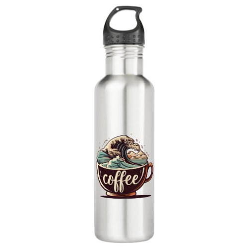 The Great Wave Of Coffee Stainless Steel Water Bottle