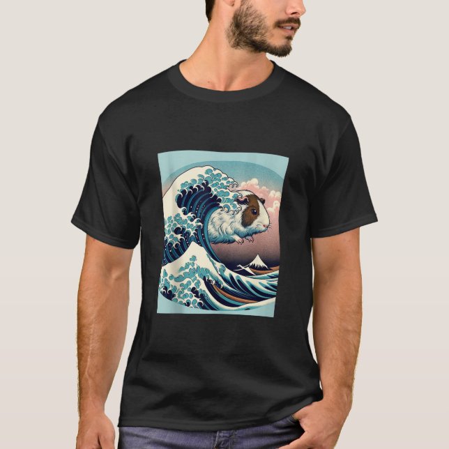 The Great Wave of Guinea Pig Cute Animal Japanese  T-Shirt (Front)