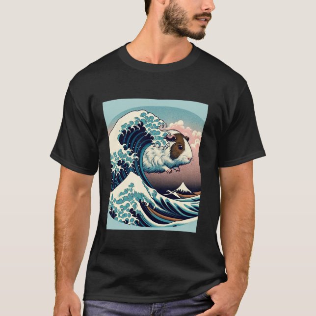 The Great Wave of Guinea Pig Cute Animal Japanese  T-Shirt (Front)