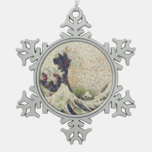 The Great Wave Of Honeydew Melon Fine Art Spoof Snowflake Pewter Christmas Ornament