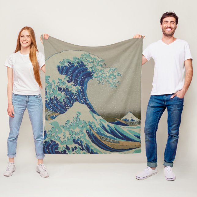 The Great wave of Kanagawa Japanese Woodblock Art Fleece Blanket (In Situ)