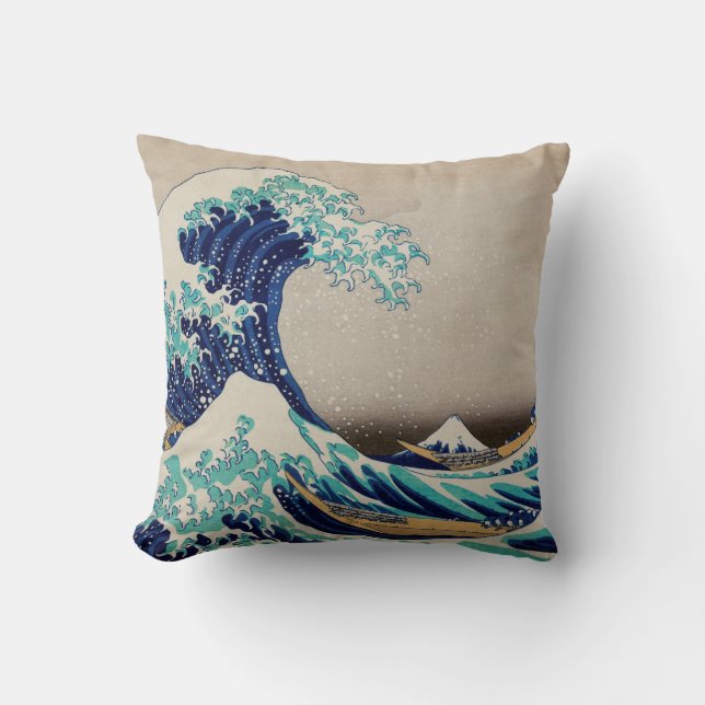The Great Wave of Kanagawa Throw Pillow (Front)