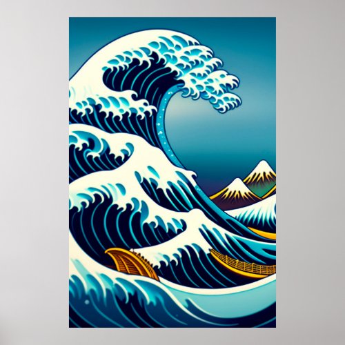 The Great Wave of Kanagawa Vintage Japanese Art  Poster