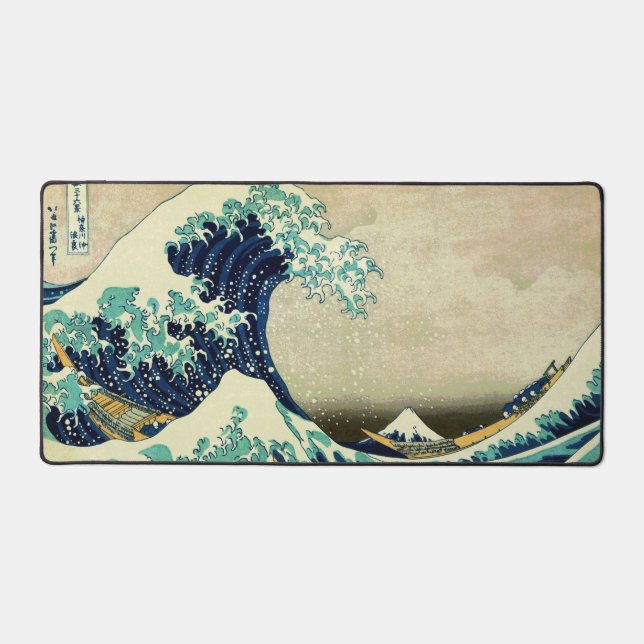 The Great Wave off Kanagawa (神奈川沖浪裏) Ceramic Tile Desk Mat (Front)