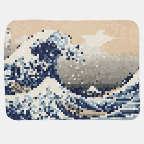 The Great Wave off Kanagawa 8 Bit Pixel Art Baby Blanket