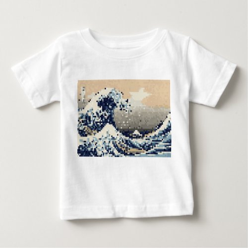 The Great Wave off Kanagawa 8 Bit Pixel Art Baby T_Shirt