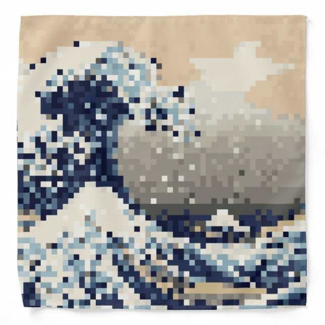 The Great Wave off Kanagawa 8 Bit Pixel Art Bandana (Front)