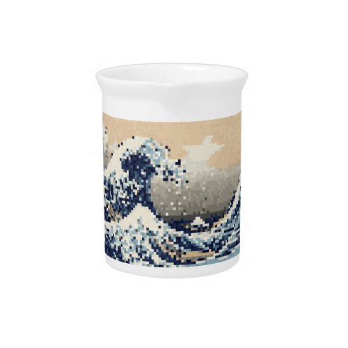 The Great Wave off Kanagawa 8 Bit Pixel Art Beverage Pitcher