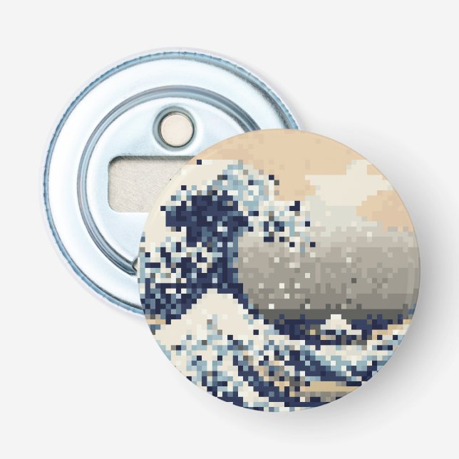 The Great Wave off Kanagawa 8 Bit Pixel Art Bottle Opener (Front)