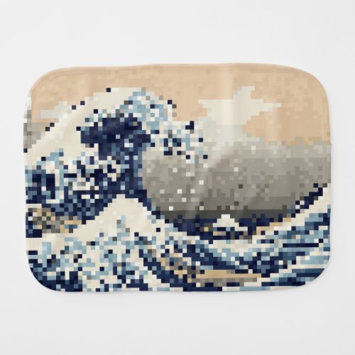 The Great Wave off Kanagawa 8 Bit Pixel Art Burp Cloth