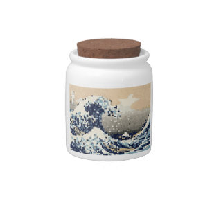 The Great Wave off Kanagawa 8 Bit Pixel Art Candy Jar