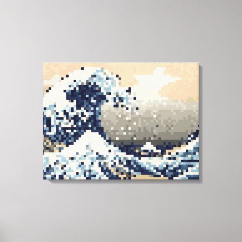 The Great Wave off Kanagawa 8 Bit Pixel Art Canvas Print