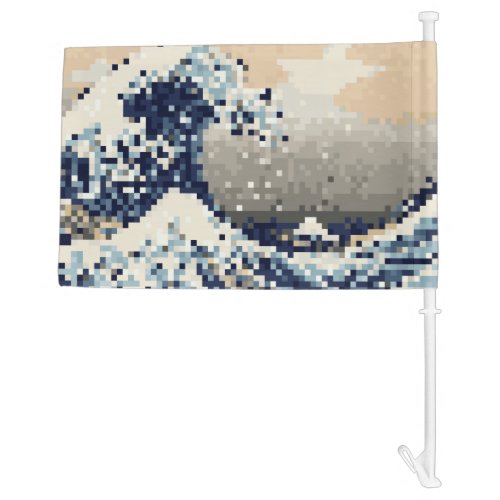 The Great Wave off Kanagawa 8 Bit Pixel Art Car Flag