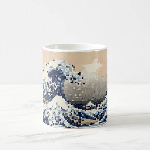The Great Wave off Kanagawa 8 Bit Pixel Art Coffee Mug