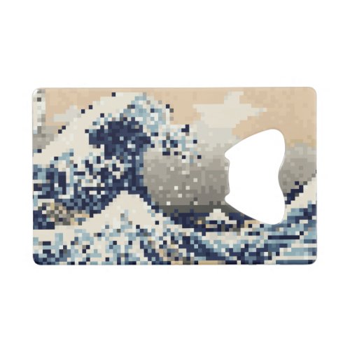 The Great Wave off Kanagawa 8 Bit Pixel Art Credit Card Bottle Opener