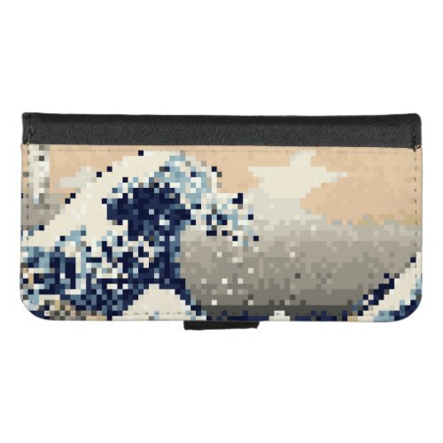 The Great Wave off Kanagawa 8 Bit Pixel Art iPhone 87 Wallet Case