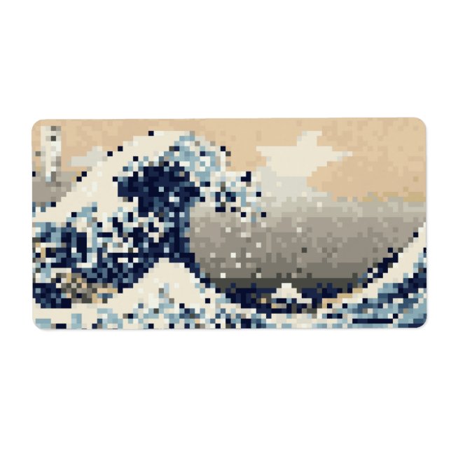 The Great Wave off Kanagawa 8 Bit Pixel Art Label (Front)