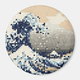 The Great Wave off Kanagawa 8 Bit Pixel Art Magnet